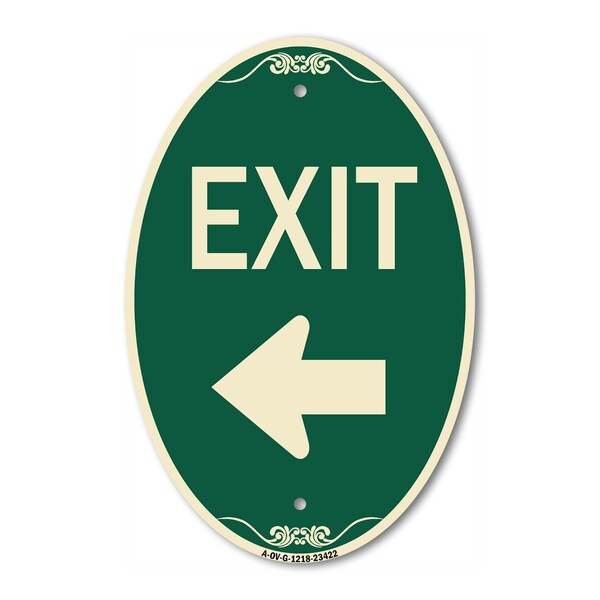Signmission Parking Lot Sign Exit Sign Left Arrow, 12 Inch X 18 Inch Architectural Oval, Heavy Gauge Aluminum A-OV-G-1218-23422 - main