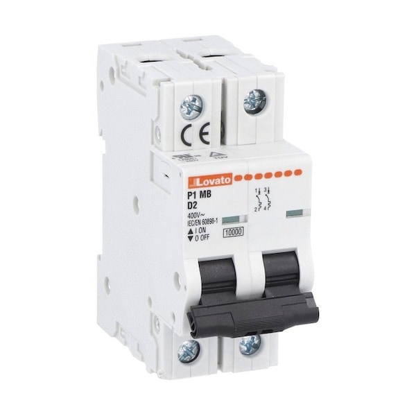 Lovato Miniature Circuit Breaker, 2P 2 Modules, Characteristic D, 2 P1MB2PD20 - main