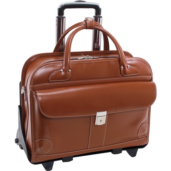 Mckleinusa McKlein 96614 15.6 in. Lakewood Leather Fly Friendly Detachable Wheeled Ladies Briefcase; Brown - 17 x 6 x 13.25 in. 96614 - main