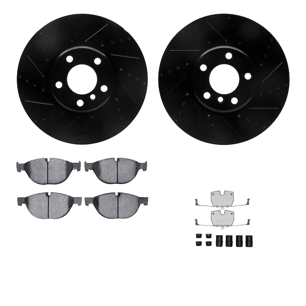 Dynamic Friction Co DFC Rotors-Drilled & Slotted-Black w/ EURO 5000 Ceramic Brake Pads Incl Hdw 8612-31086 - main