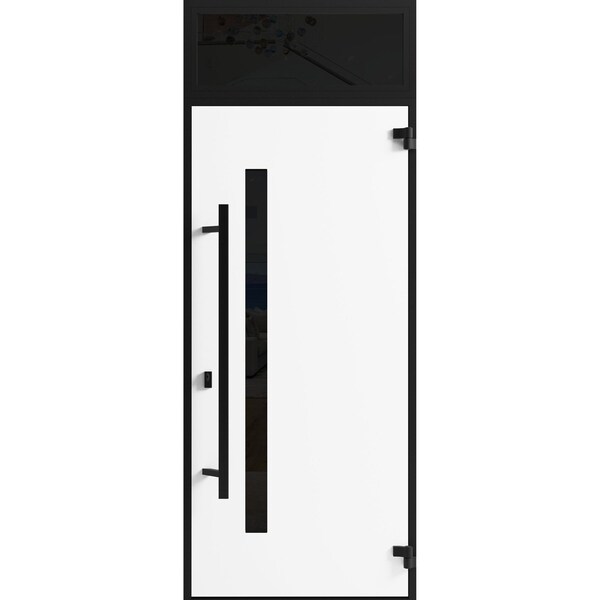 Vdomdoors Front Exterior Prehung Steel Door Ronex0162 Red Oak Transom Window Sidelite Entry Metal Modern RONEX0162EXD-RED-W36 x H80+16-LH-I - main