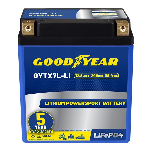 Goodyear GYTX7L-LI Lithium LiFePO4 12.8V 240CCA Rechargeable High Performance Powersport Battery GY4148417 - main