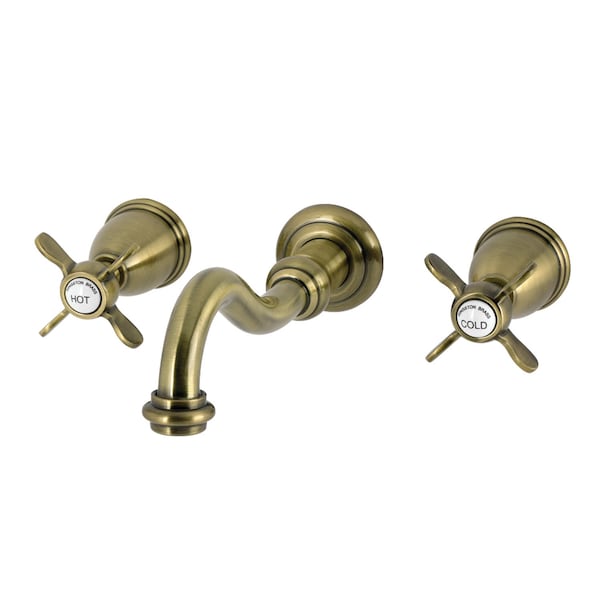 Kingston Brass Two-Handle Wall Mount Tub Faucet, Antique Brass KS3023BEX - main