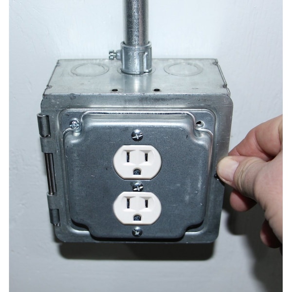 Southwire Electrical Box Cover, Square, Galvanized Steel, Duplex Receptacle Cover HP1938 - main