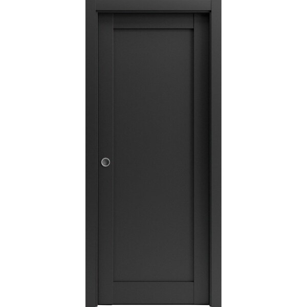 Sartodoors Sliding French Pocket Door 28 x 84in, Quadro 4111 Matte Black, Kit Trims Rail Hardware QUADRO4111PD-BLK-2884 - main