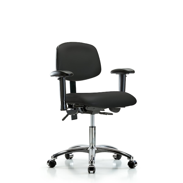 Blue Ridge Ergonomics Desk Chair Desk Chair, Vinyl, Chr Tilt AA Casters, BLK, Adjustable Arms, 18" to 23" Height, Vinyl BR-VDHCH-CR-T1-A1-CC-8540 - main