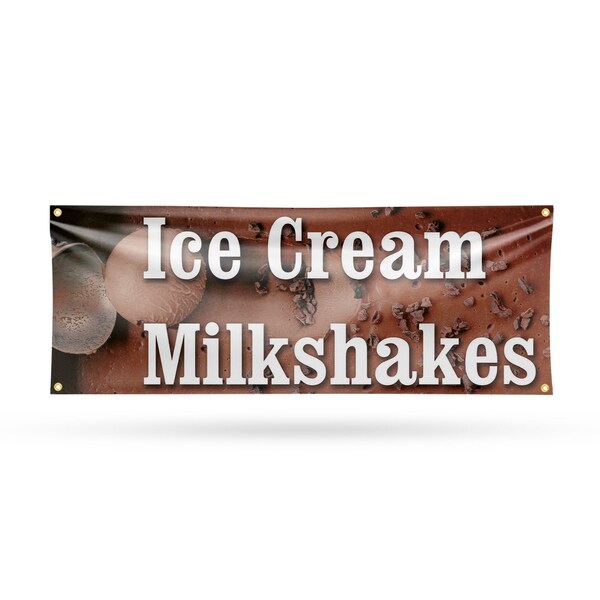 Signmission Ice Cream Milkshakes, 18 Inch x 48 Inch, Vinyl Banner B-30703 - main