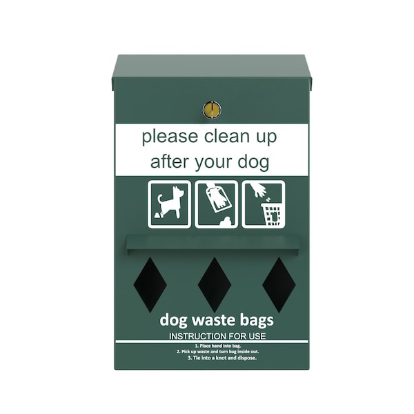 Furloo Wall-Mount Pet Waste Roll Bag Dispenser, Steel, Green FLO13R-D-G - main