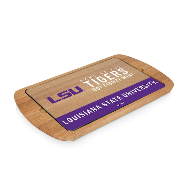 Picnic Time Family Of Brands NCAA LSU Tigers Billboard Glass Top Cheese Board - Charcuterie Boards, Parawood 911-01-505-294-0 - main