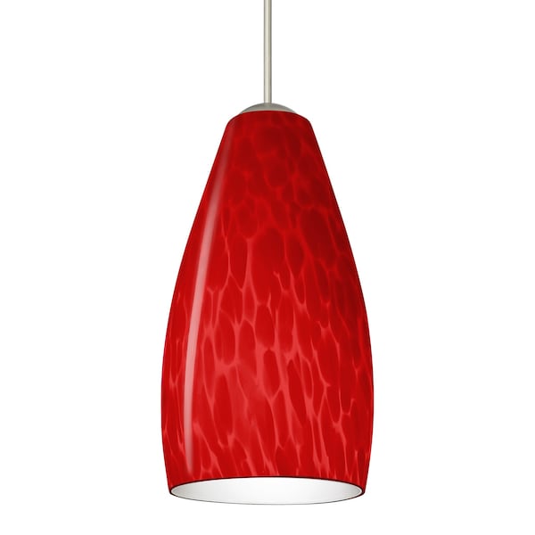 Besa Lighting Besa Karli Pendant, Red Cloud, Satin Nickel Finish, 1x 50W MAX GY6.35 Base 1XT-7198RC-SN - main