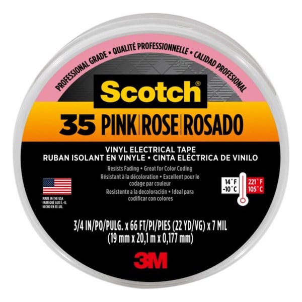 Scotch Pink Vinyl Electrical Tape 10886-DL-5 - main