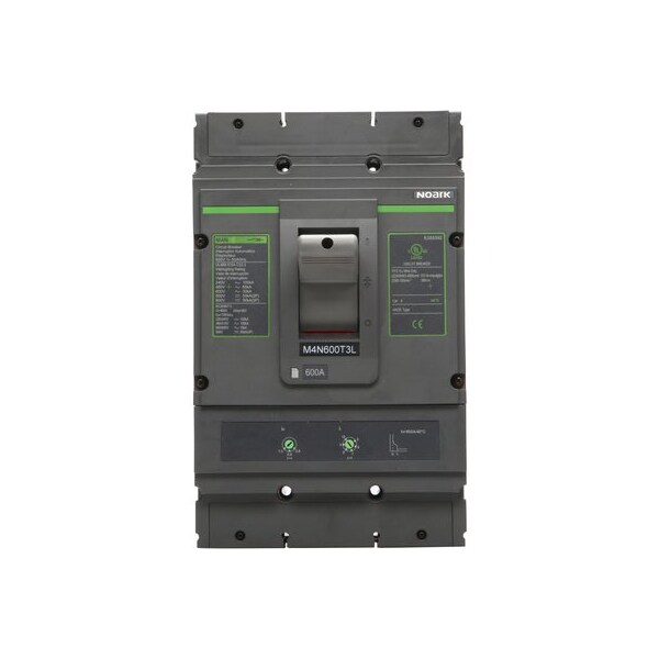 Noark M4N400T3L MCCBUL489, M4 frame, 3P3d, 400A rated, lug connections, 600Vdc/ac 1100414 - main