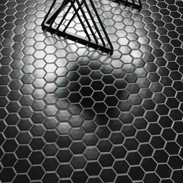Msi Black Hexagon SAMPLE Matte Porcelain Mesh-Mounted Mosaic Tile ZOR-MD-0345-SAM - main
