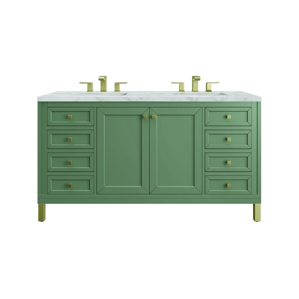 James Martin Vanities Chicago 60'' D Vanity, Smokey Celadon, w/ Victorian Sil Silestone Top w/FreePower Wireless Charger 503-V60D-SC-FVSL - main