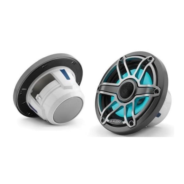 Jl Audio 6.5in Marine Speakers, Sport Grille, Gunmetal Trim, Titanium Grille, ILLUM, 2PK 93715/010-03092-00 - main