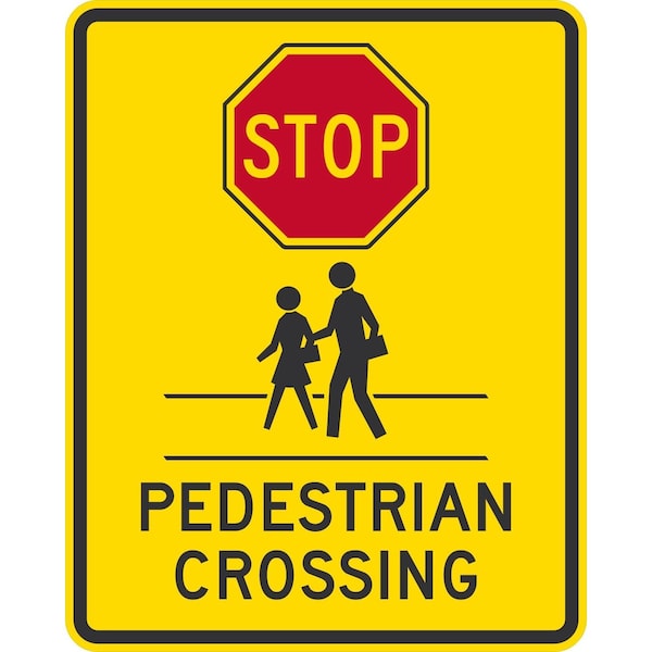 Lyle Stop Pedestrian Crossing (With Graphic), 24x30, High Intensity Prismatic, Yellow G-14094-HI_24x30 - main