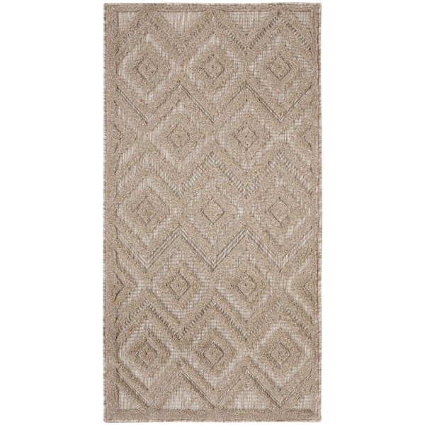 Homeroots 2' X 4' Natural And Beige Geometric Indoor Outdoor Area Rug 573847 - main