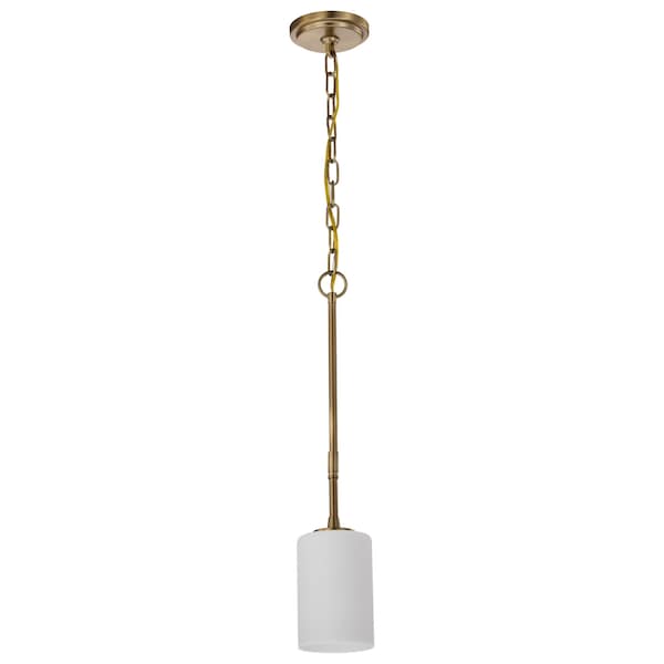 Nuvo Liam, 1 Light Mini Pendant, Burnished Brass, White Opal Glass 60/8205 - main