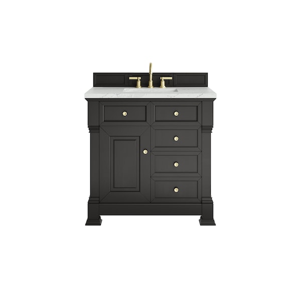 James Martin Vanities Brookfield 36 in. Single Vanity, Black Onyx w/ 3 CM Ethereal Noctis Silestone Top 547-V36-BKO-3ENC - main
