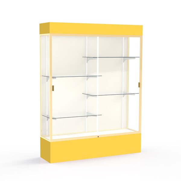 Ghent Lighted Floor Display Case 60x80x16, Plaque, Champange 3175PB-GD-GR - main