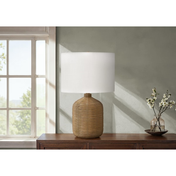 Monarch Specialties Lighting, 23''h, Table Lamp, Brown Rattan, Beige Shade, Modern I 9769 - main