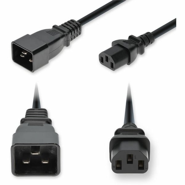 Add-On ADDON 6FT C20 MALE TO C13 FEMALE STANDARD COMMERCIAL TEMP 14 AWG 250V AT 15A PVC ADD-C202C13C14G6FBK - main