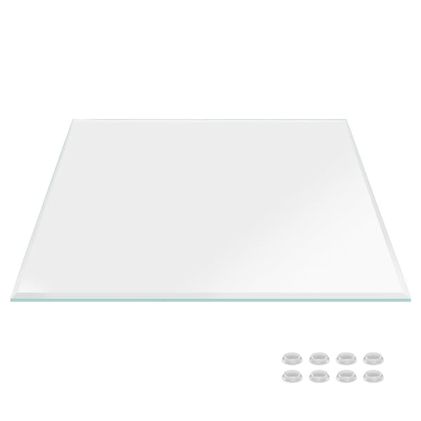 Fab Glass And Mirror 18in Square Ultra Clear Glass Table Top, Beveled Edge, Low Iron Extra Clear Tempered Glass 1 LI-18SQ12THBE - main