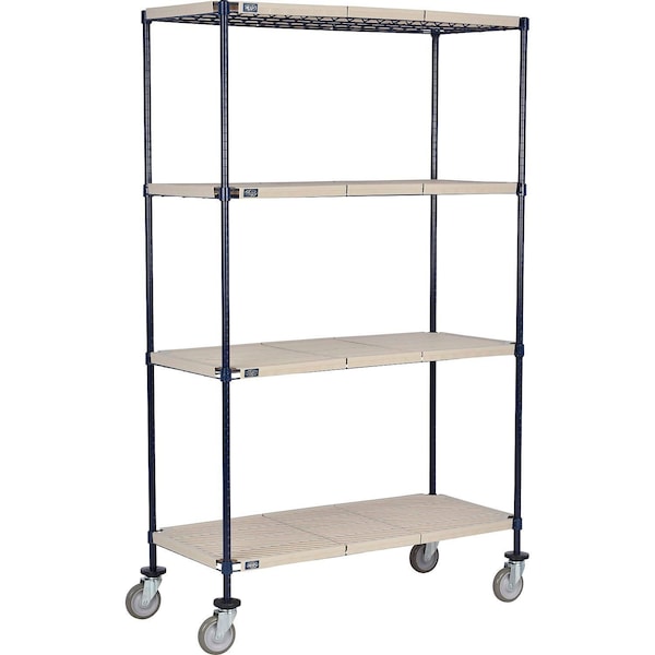 Global Industrial Nexel 4 Shelf Truck, Nexelite, 60"W x 21"D x 69"H, Polyurethane Swivel Casters B2381663 - main