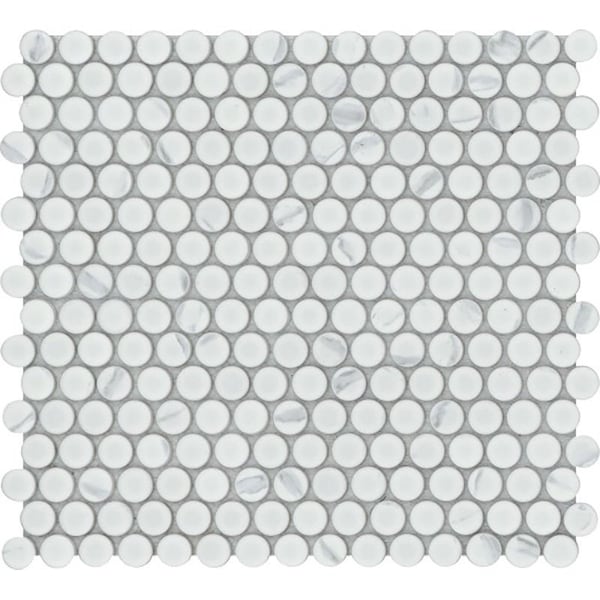 Emser Tile Elegan Series Porcelain Mosaic Tile, 12 in L Tile, 11 in W Tile, Pressed Edge, Calacata, 20PK W95ELEGCA1112MOPM - main