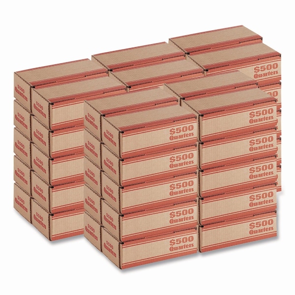 Controltek Quarters Coin Box, Accommodates $500 in Quarters, 15.5" x 19.25" x 4.5", Orange/Kraft, 50PK 560062 - main