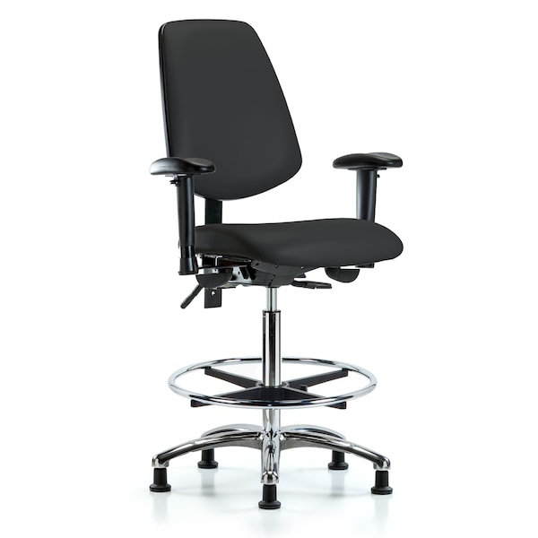 Blue Ridge Ergonomics High Bench Chair Adjustable Arms, 26" to 35-1/2" Height, Vinyl, Black BR-VHBCH-MB-CR-T0-A1-CF-RG-8540 - main