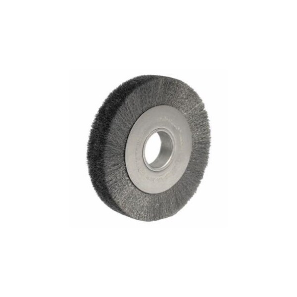 Weiler Wide-Face Crimped Wire Wheel, 8 in Dia. x 1 1/2 in W, 0.02 in Steel, 4,500 rpm 804-03160 - main