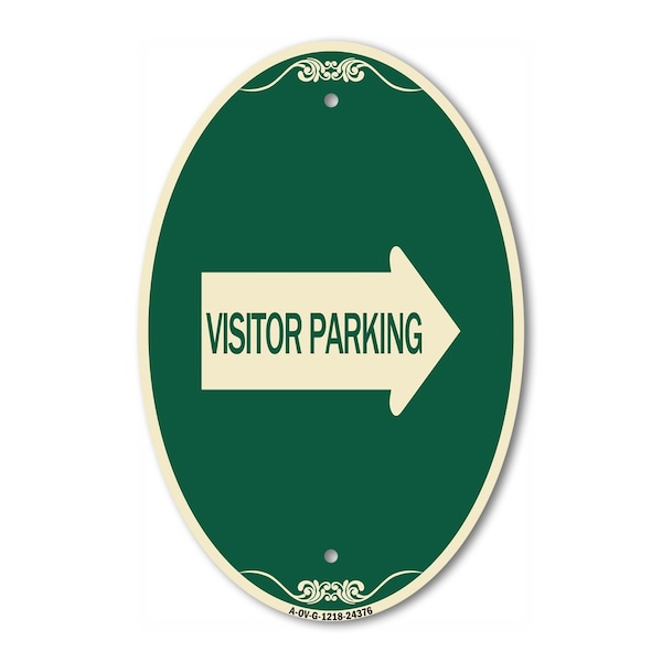 Signmission Visitor Parking With Right Arrow, 12 Inch X 18 Inch Architectural Oval, Heavy Gauge Aluminum A-OV-G-1218-24376 - main