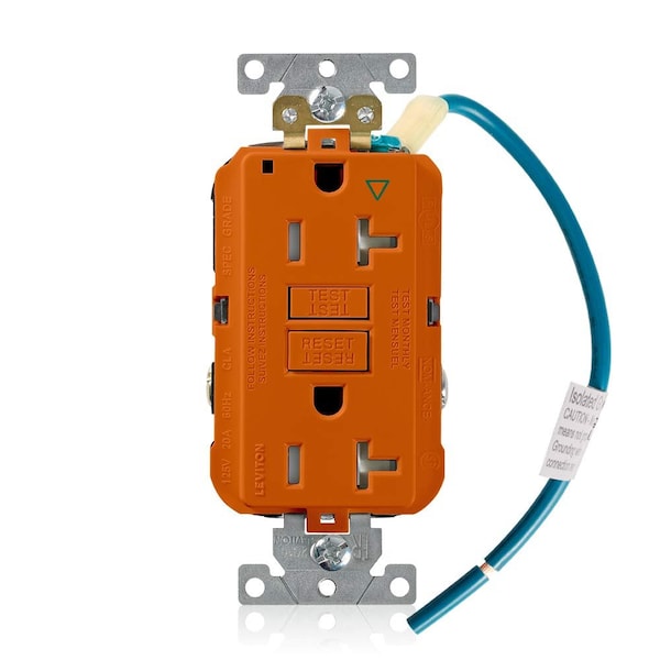 Leviton 20 Amp SmartlockPro Isolated Ground GFCI Receptacle/Outlet, Industrial Grade, Tamper-Resistant GFTR2-IGO - main
