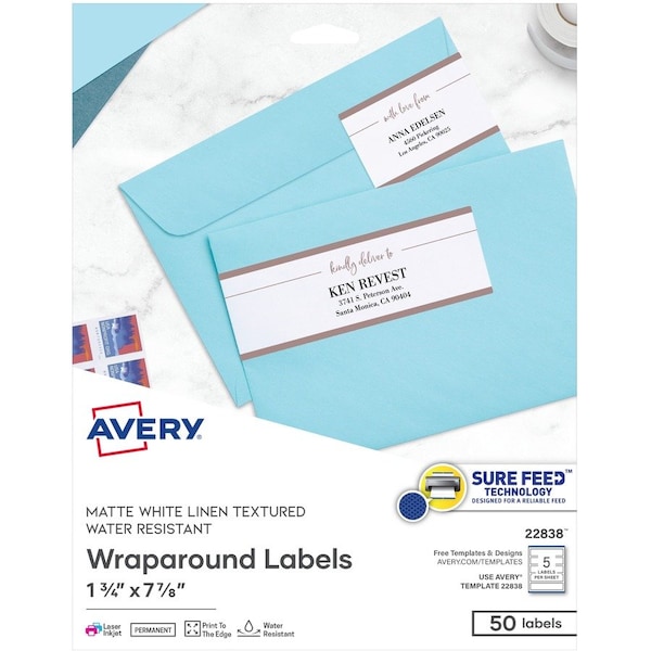 Avery Printable Wraparound Rectangle Lab, PK50 22838 - main