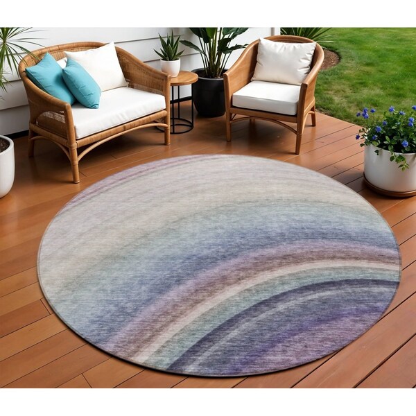 Homeroots 9' X 12' Beige Purple And Ivory Abstract Washable Indoor Outdoor Area Rug 577287 - main