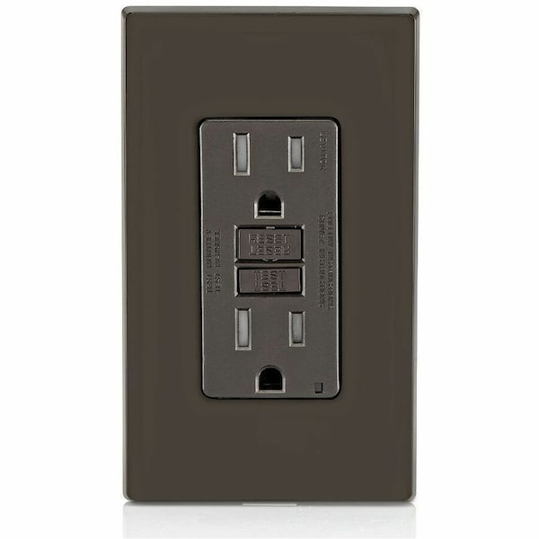 Leviton GFIRcptcl, 15A, 125VAC, Brn, Polycarbonate GFTR1 - main