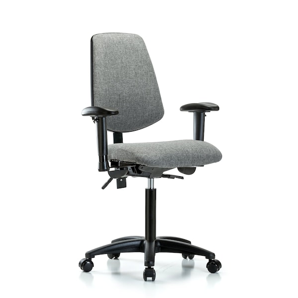 Blue Ridge Ergonomics Fab Med Bench Chair, Bk, Cast, Gry, 6-Way Adjustable, 22" to 29" Height, Gray BR-FMBCH-MB-RG-T1-A1-NF-RC-F44 - main
