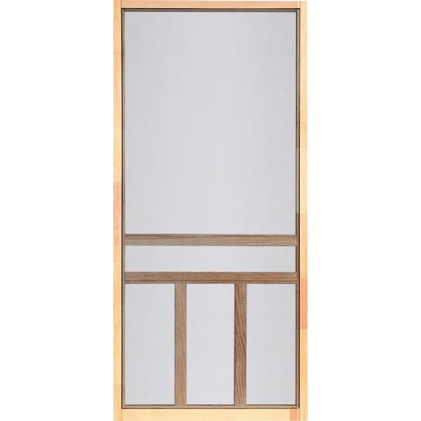 Screen Tight Creekside 30'' Wx80'' Hx1'' Thick Natural Fingerjoint Wood T-Bar Screen Door WCRK30H - main