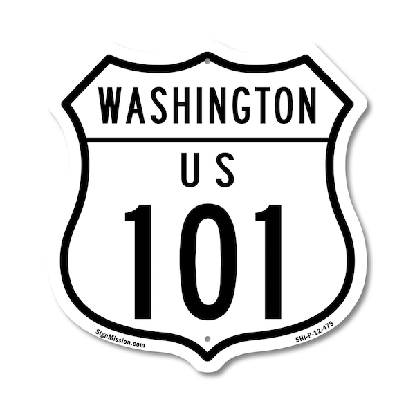 Signmission Washington Route Marker Shield Sign Us 1, 12 Inch X 12 Inch, Plastic Sign SHI-P-12-475 - main