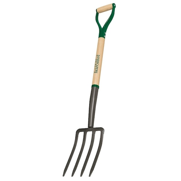 Landscapers Select Garden Spading Fork, Steel Tine, 4 -Tine, Steel Tine, Gray, Wood Handle, 30 in L Handle 34619 - main