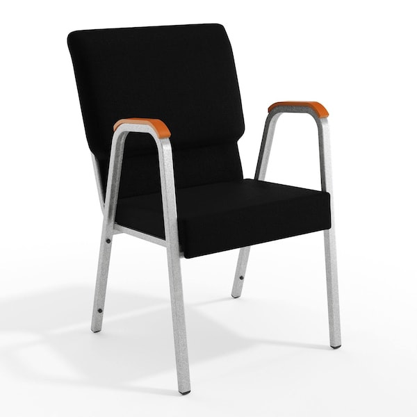 Flash Furniture Black Fabric Stackable Church Chair with Arms XU-DG-60156-BK-GG - main