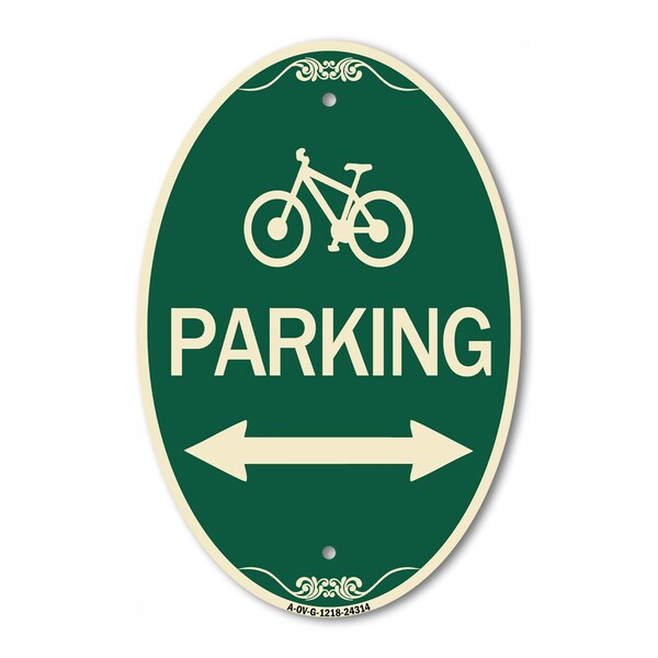 Signmission Bicycle Symbol Parking With Bidirectional Ar, 12 In X 18 In Architectural, Heavy Gauge Aluminum A-OV-G-1218-24314 - main