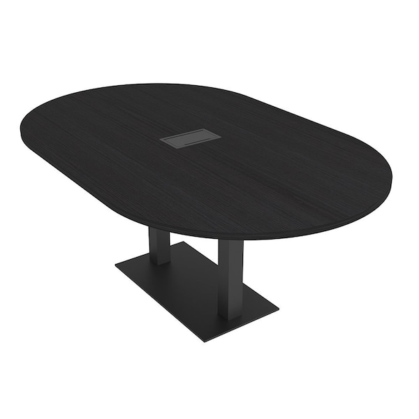 Skutchi Designs Racetrack Conference Table With Power Unit, 48 in W, 72 in L, Black HAR-RAC-48X72-DOU.BK-U999ST19-EBLK - main