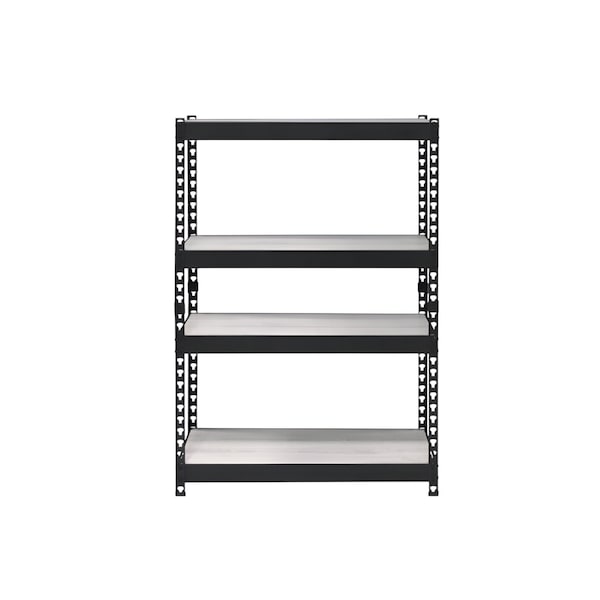 Homeroots 48" Black And Natural Metal and Wood Adjustable Four Tier Bookcase 486305 - main