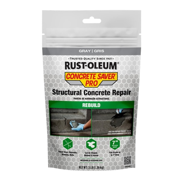 Rust-Oleum Concrete Repair Compound, 3 lb, Gray 392532 - main
