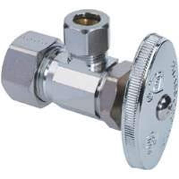 Brasscraft Stop Valve, 1/2 x 3/8 in Connection, Compression, 125 psi Pressure, Brass Body OCR19X C1 - main