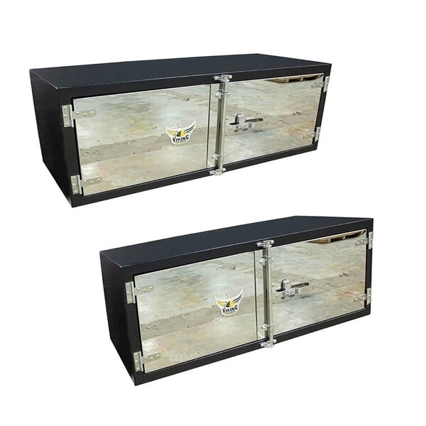 Mytee Products Mirror Finish Black Truck Tool Box w/Double Barn Door Style & Paddle Lock 24 in Hx24 in Dx60 in, 2PK TBSS242460-PLx2 - main