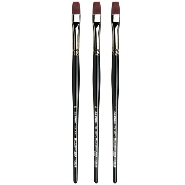 Da Vinci TOP-ACRYL Bright Red-Brown Brush, Synthetic, Acrylic & Oil, Flat, Series 7185K, Size 1, 3PK VA-7185K_1 - main