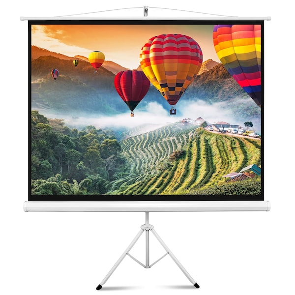 Pyle 72 Inch Outdoor Projector Screen with Stand-Portable Fold Out Roll Up Screen with Tripod Stand, White PRJTP72 - main